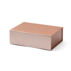 Closed Medium Premium Hamper Box in rose gold, featuring a rigid flip-top lid for luxury gift packaging.